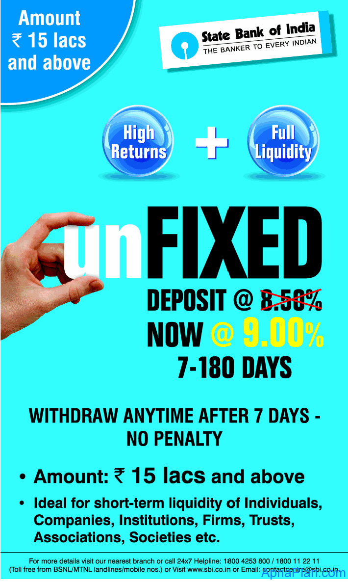 SBI Term Deposit (FD) Rates March 28, 2012