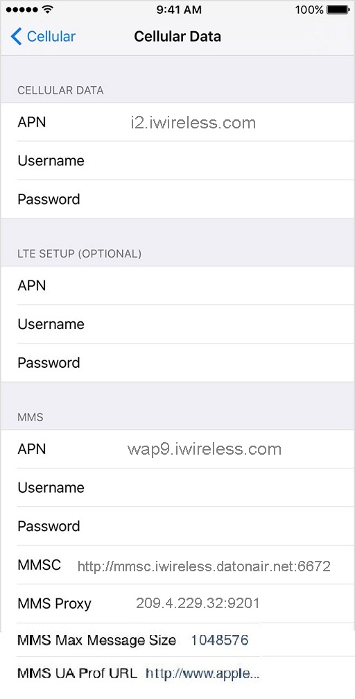 iWireless APN Settings for iPhone and iPad 2021 4G LTE