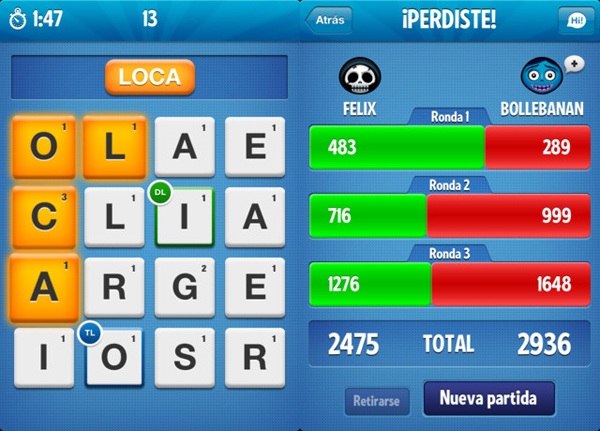 Ruzzle Gioco Social stile Scarabeo Sfidami a Parole