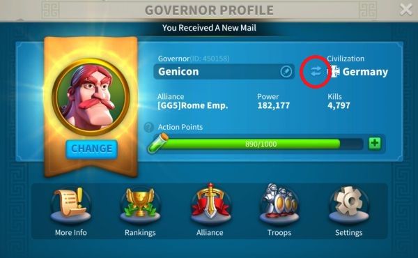 Rise of Kingdoms How to Change Your Nation / Civilization App Amped