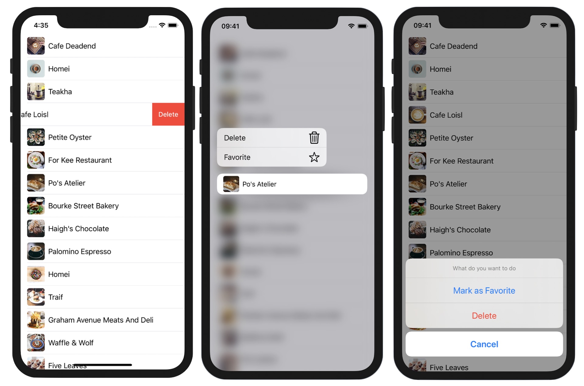 16. Working with SwipetoDelete, Context Menu and Action Sheets