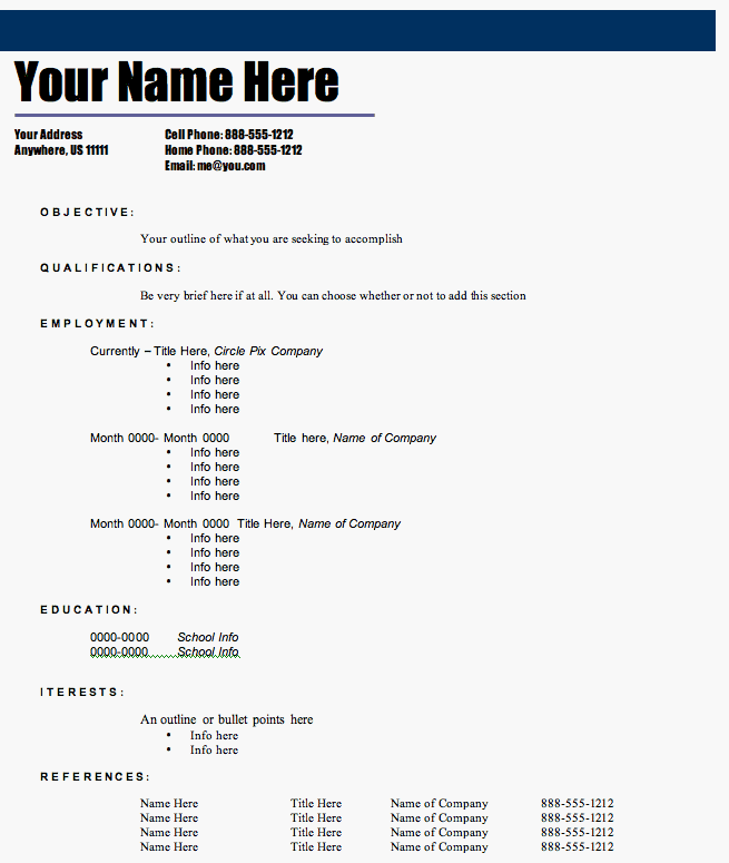 Free Resume Templates Sample Resume Templates Free resume templates!