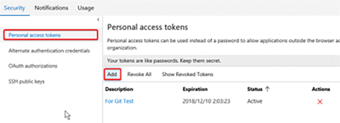 Create Authentication Credentials for Git on VSTS Appeon Website
