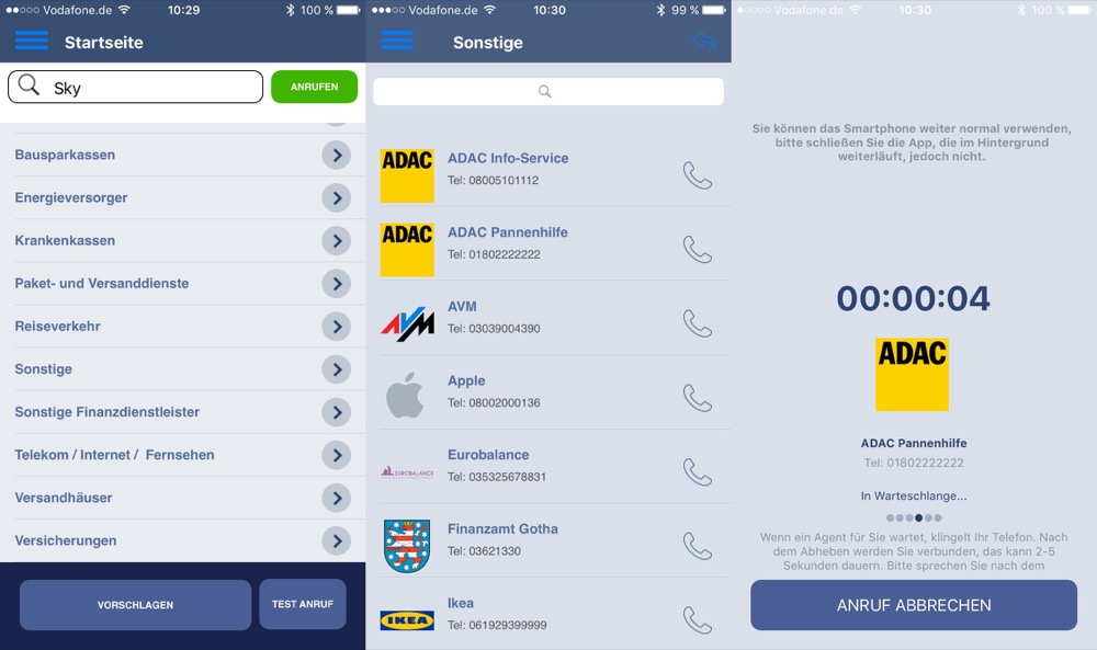CallButler Wartezeiten bei TelefonHotline umgehen