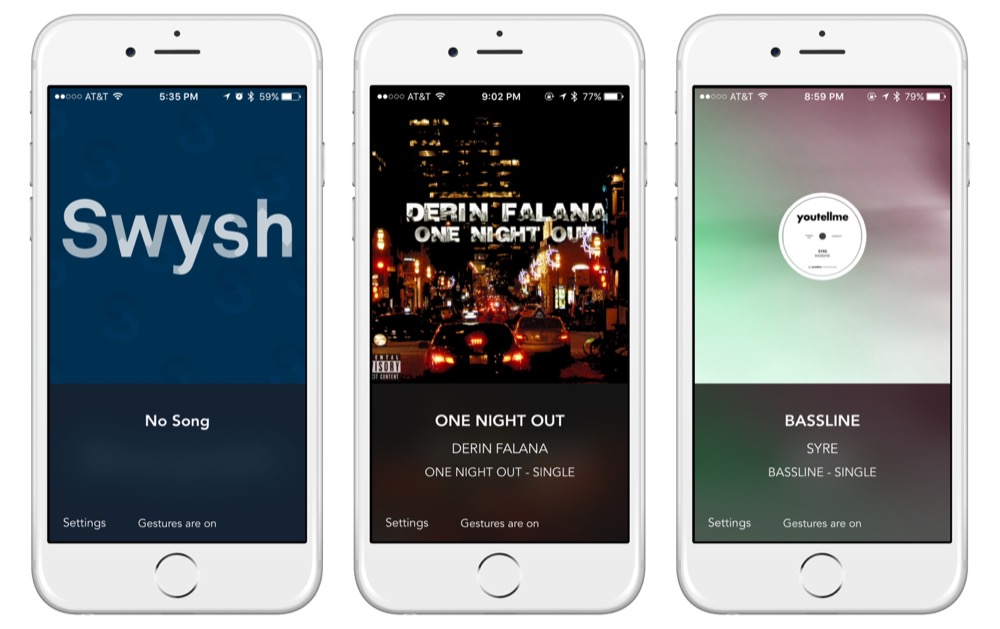 Swysh Musik per iPhoneGesten steuern