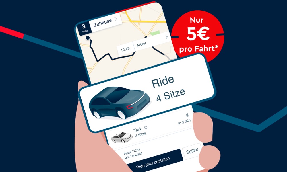 Free Now Mit App und Ride für 5 Euro durch Berlin