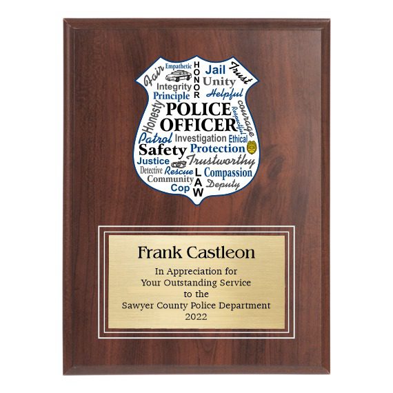 Law Enforcement Appreciation Plaque for Outstanding Service Award Idea