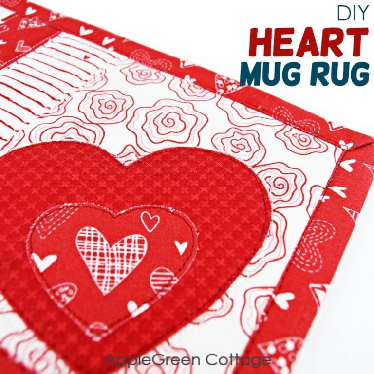 Mug Rug Pattern With Heart Applique AppleGreen Cottage