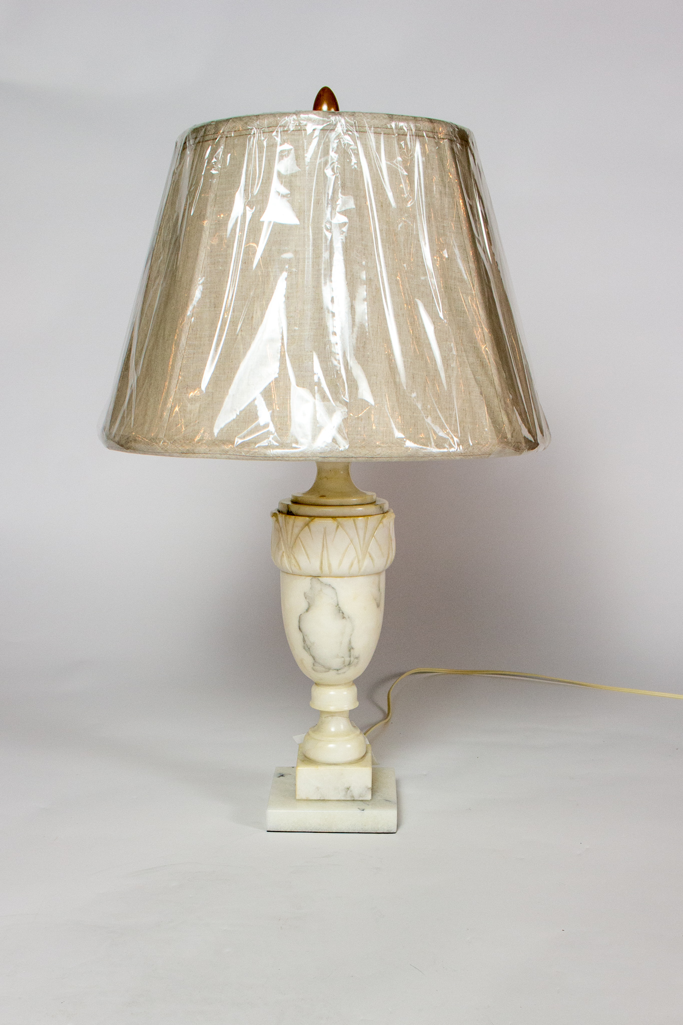 Medium alabaster table lamp with Shade Appleton Antique Lighting