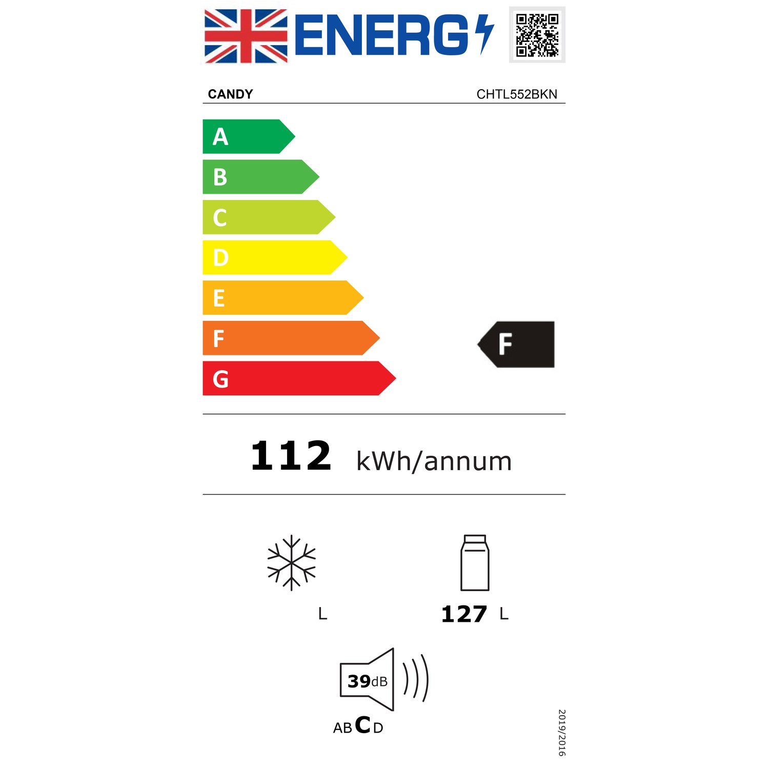 Candy 91 Litre Under Counter Freestanding Larder Fridge Black