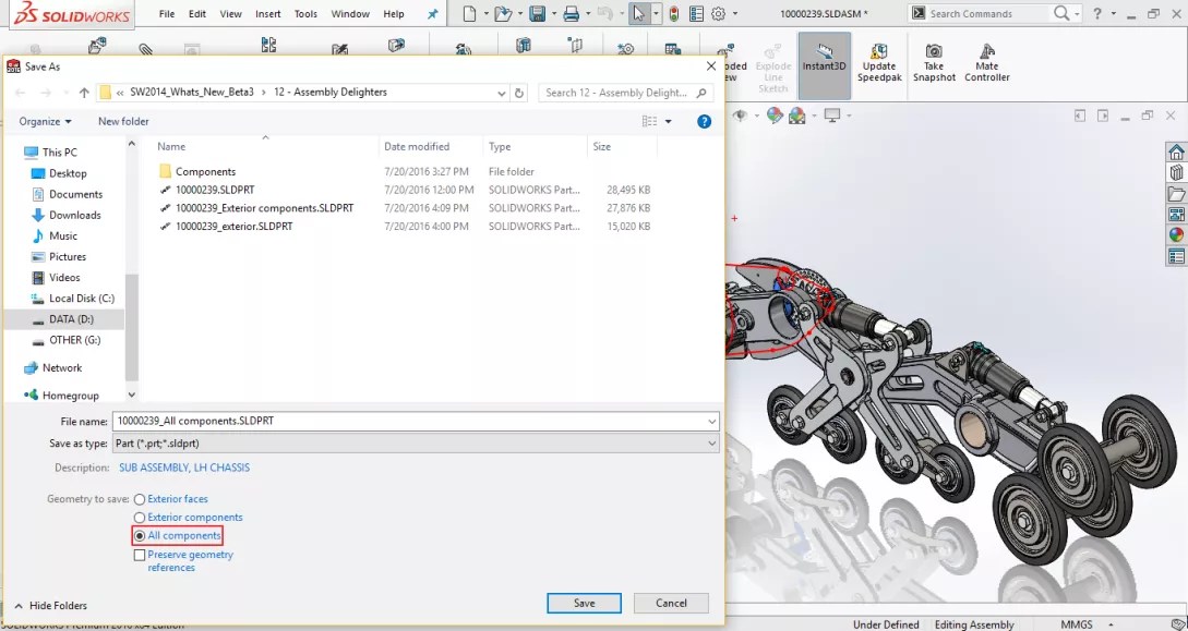 Save SolidWorks Assembly as a Part