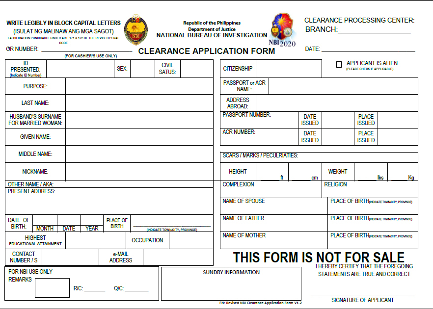 Nbi Online Application Form Pdf 2024