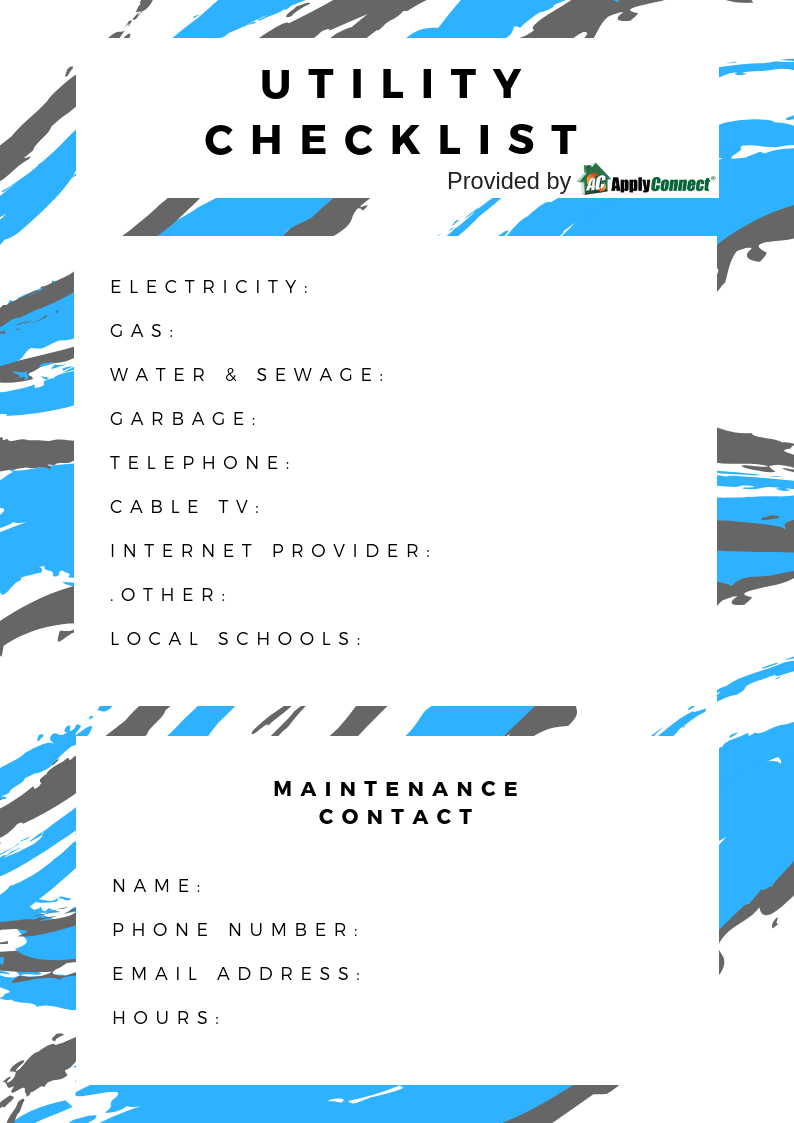 Help a New Tenant with this Utility Checklist ApplyConnect
