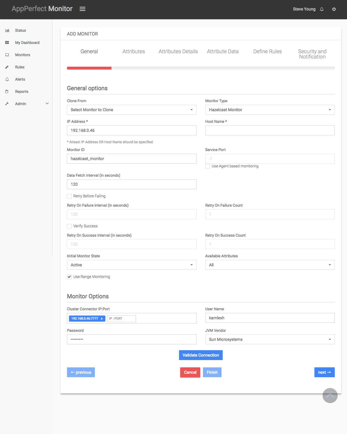 Hazelcast Server Monitoring, Agentless Monitoring AppPerfect