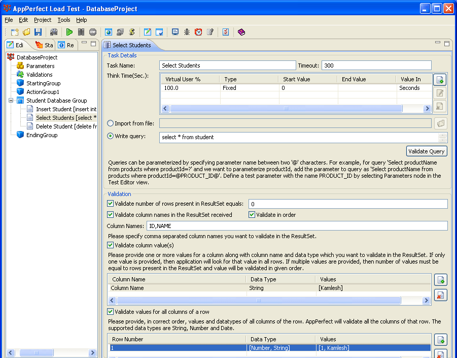 Database Load Testing, Performance Testing of Database AppPerfect