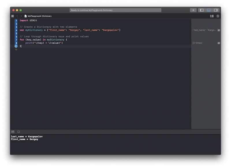 Loop Through Dictionary in Swift Apps Developer Blog