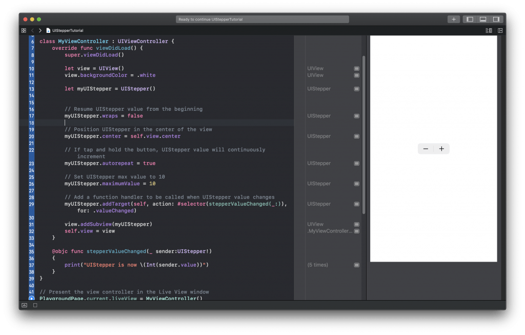 UIStepper in Swift Programmatically Apps Developer Blog