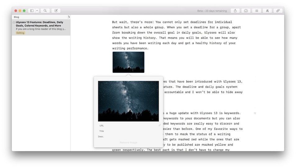 Ulysses 13 Features Deadlines, Daily Goals, and More appsntips