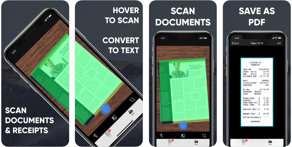 How do I scan documents with my iPhone?