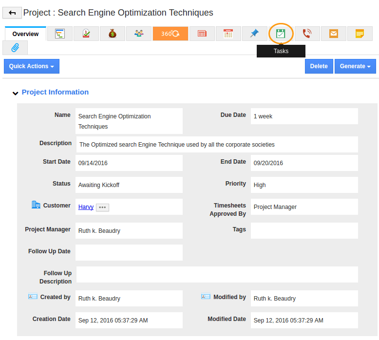 How do I move task information from one project into other project?