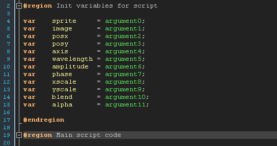 El editor de scripts de Game Maker Studio 2