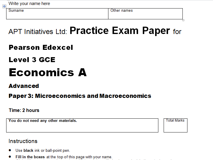 Mock Exam Question