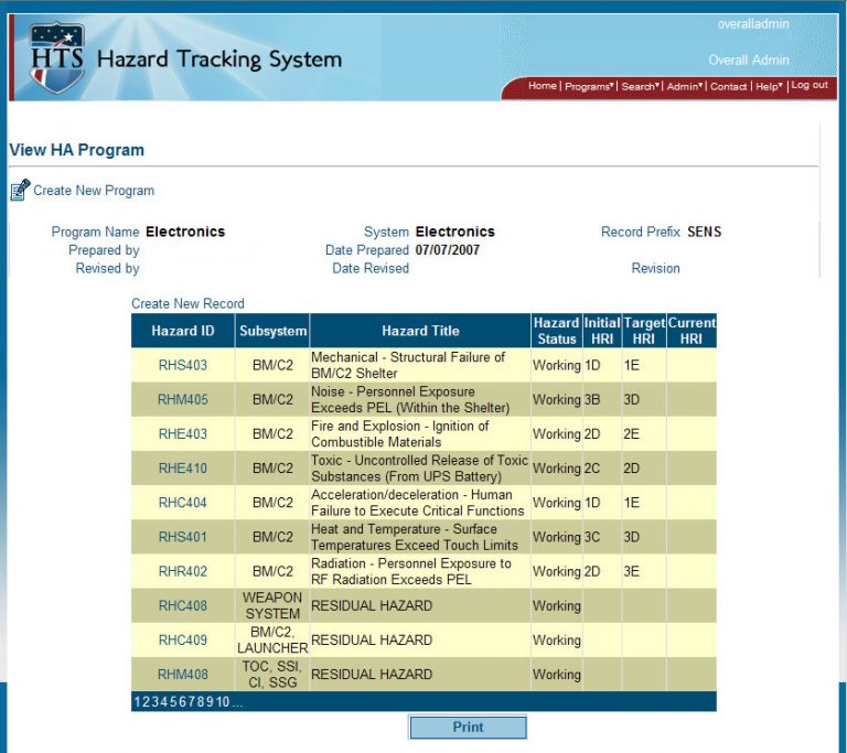 Hazard Tracking System » APT Research, Inc.