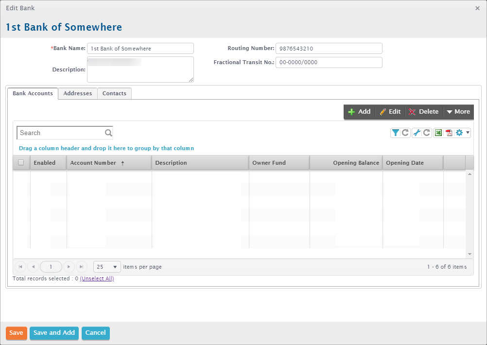 BA Add a Bank Account to a Bank