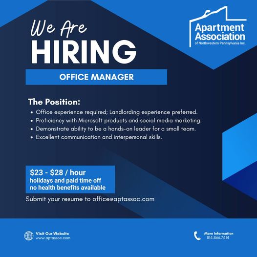 We Are Hiring Apartment Association of NW PA
