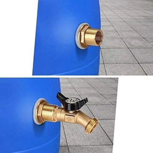 Brass Rain Barrel Spigot with Bulkhead Fitting AquaContainers