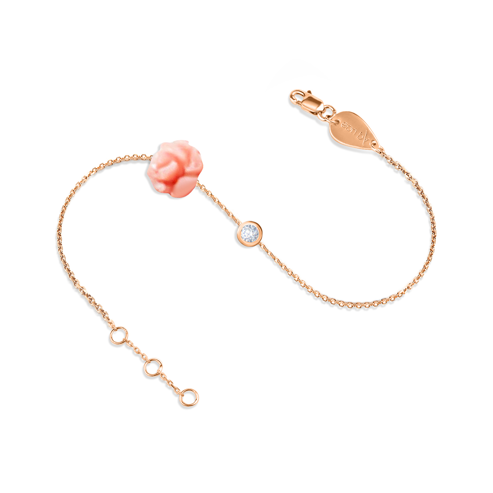 Baby Bracelet Rose and Diamond on 18K Gold Aquae Jewels