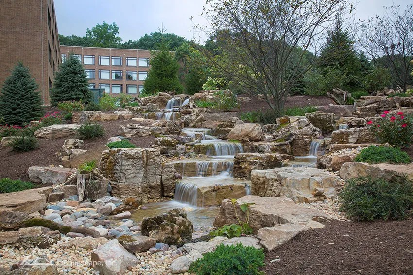 Commercial Waterfall and Stream Aquascape Construction