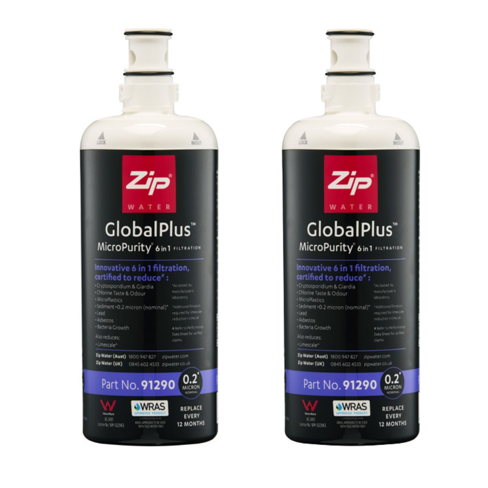 Zip 91290 Global Plus Water Filter 0.2 Micron TWIN PACK