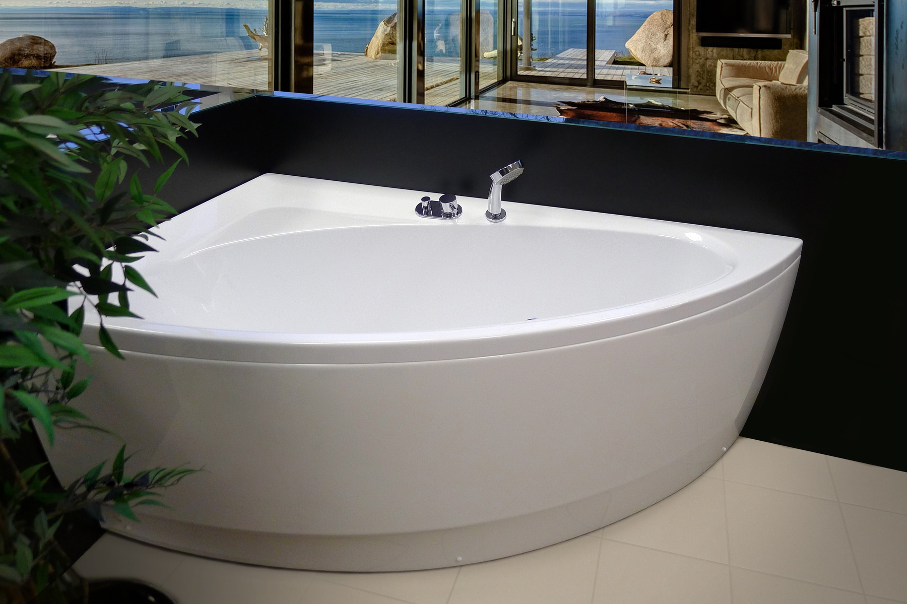 Aquatica IdeaRWht Corner Acrylic Bathtub