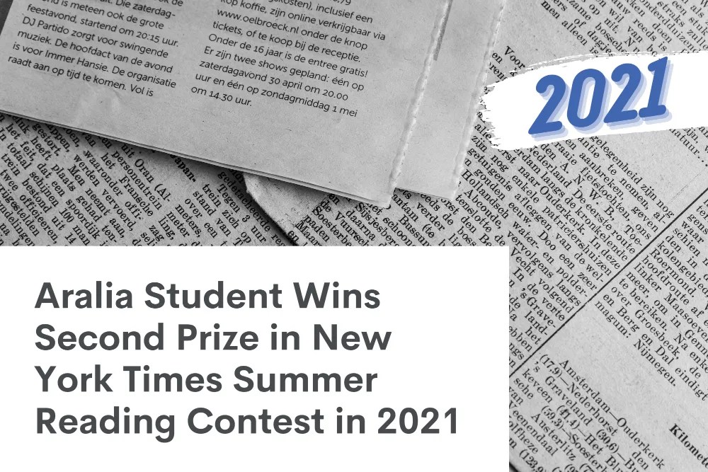 Aralia Student Wins Second Prize In New York Times Summer Reading