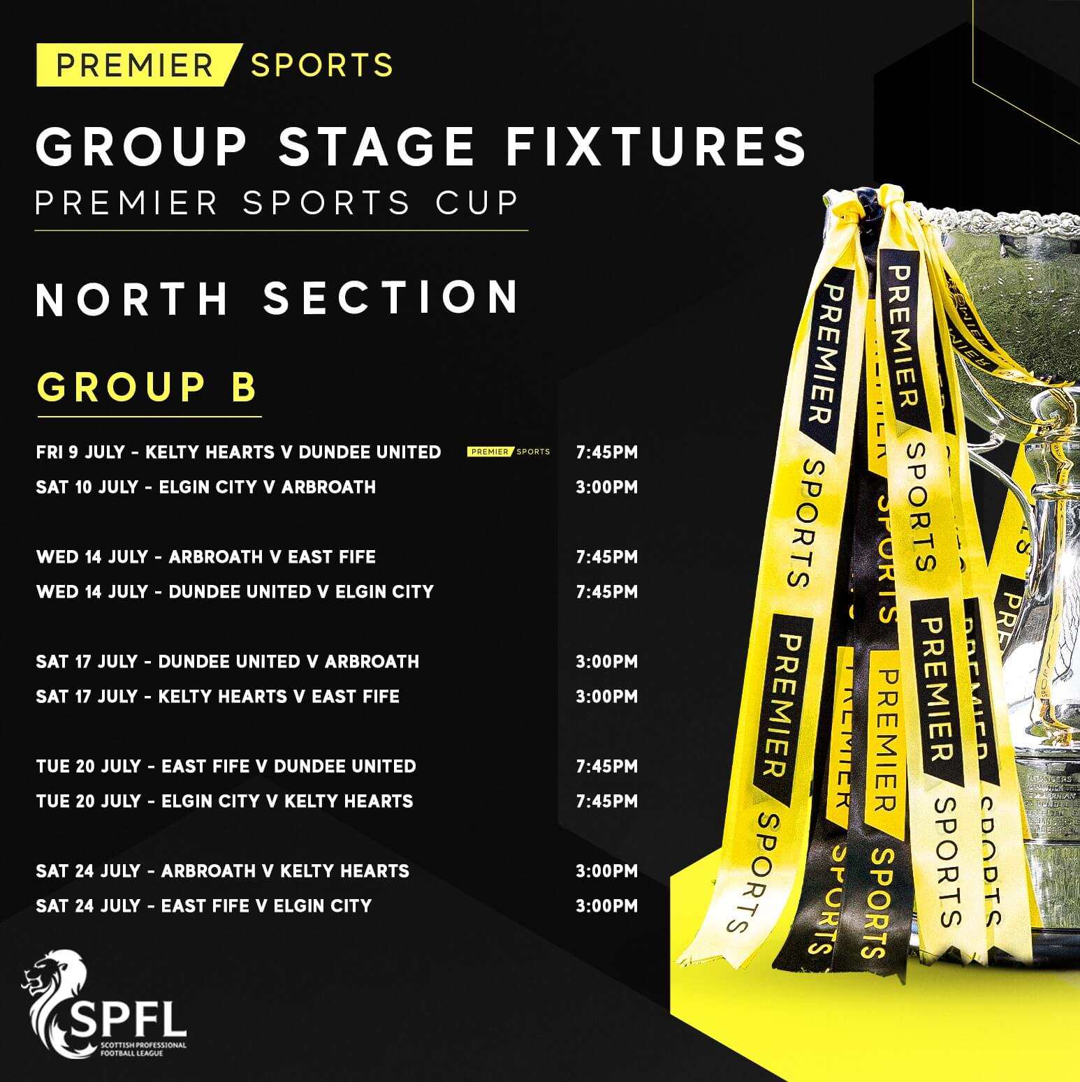 Premier Sports Cup Group B Fixtures Arbroath FC