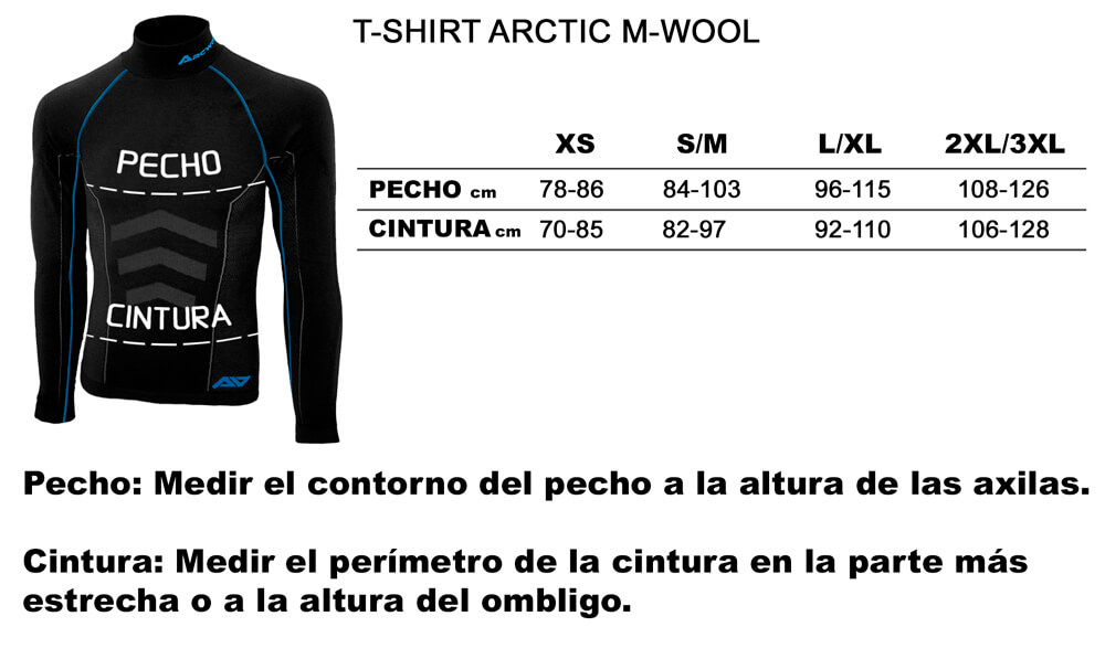 Arc'Warm Merino Wool Thermal Clothing Size Guide