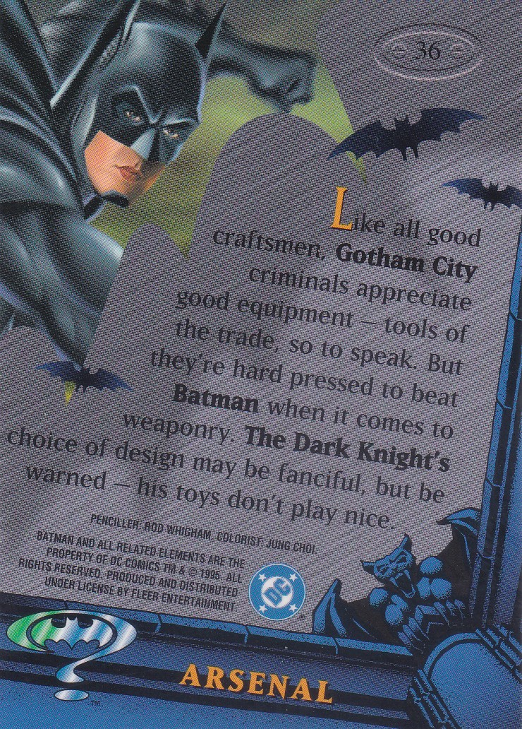 Batman Metal Forever 1995 Fleer Card 36 Arsenal Arcade Game Cards