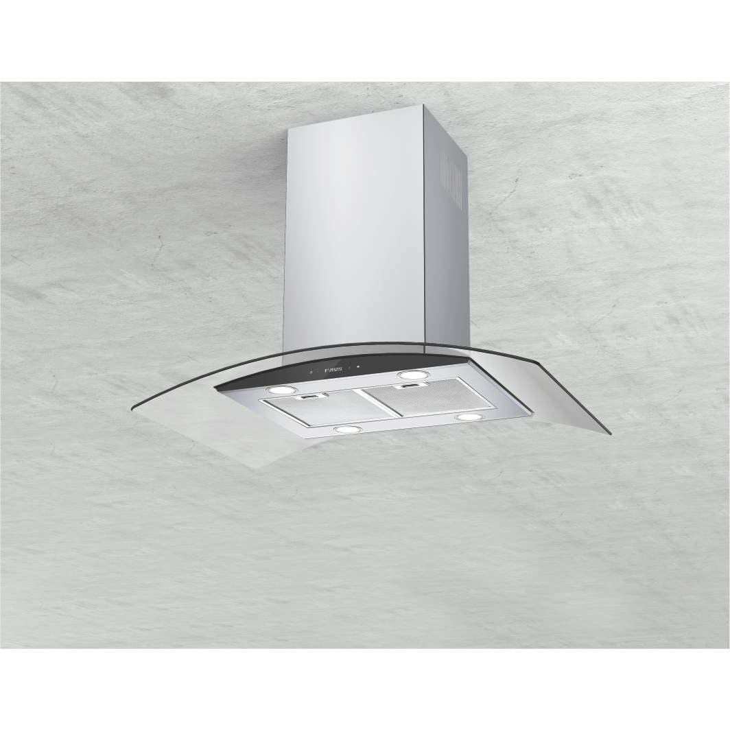 Wholesale 90cm Traditional Slim Curved Glass Island Hood 809