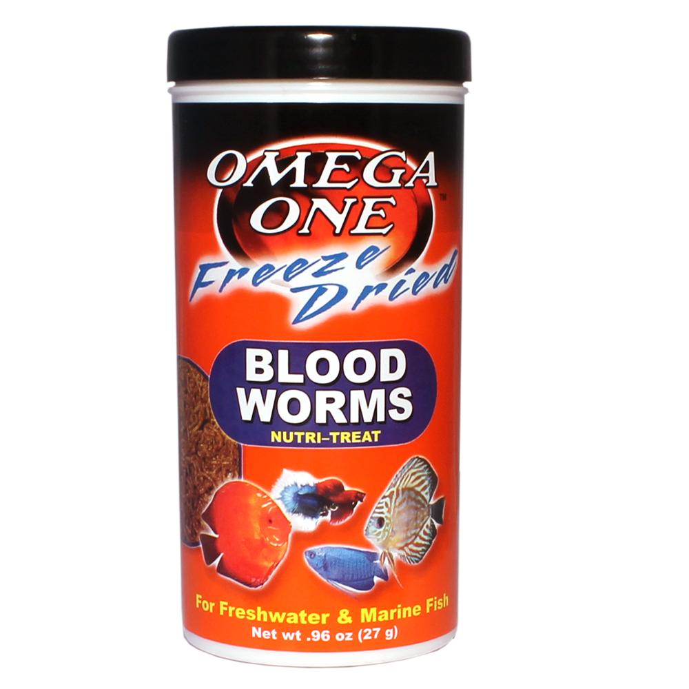 Omega One FreezeDried Bloodworms Fish Food .96 ounce Aquar Food