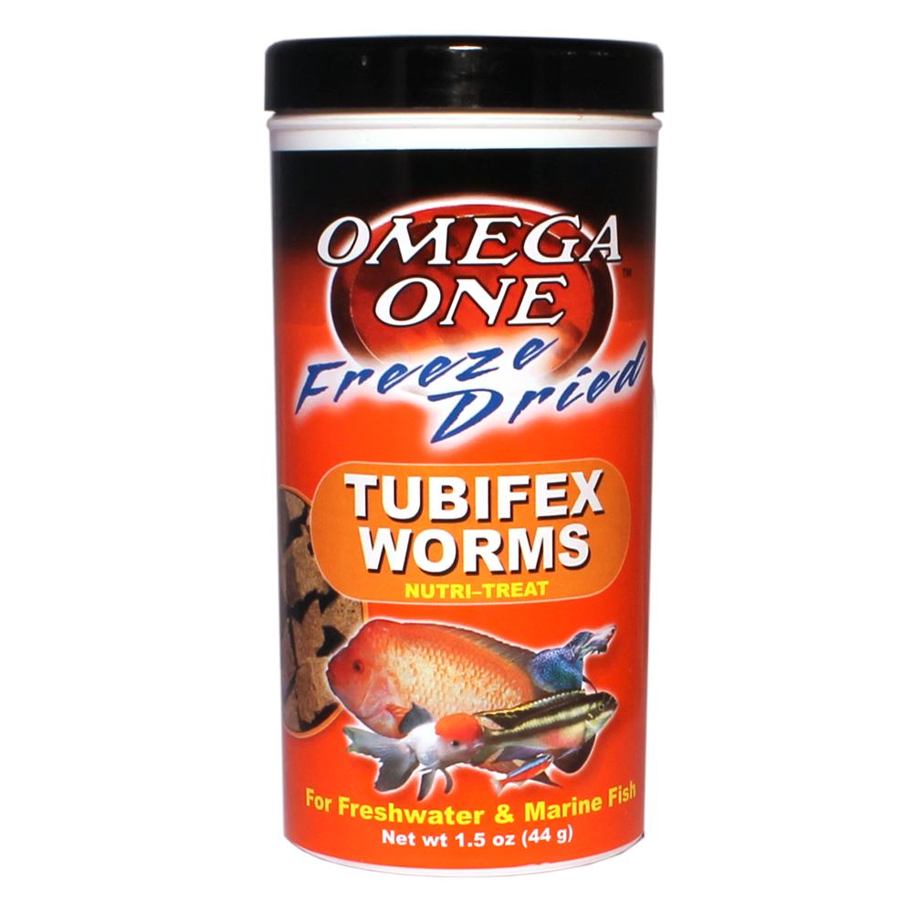 Omega One FreezeDried Tubifex Worms Fish Food 1.5 ounce