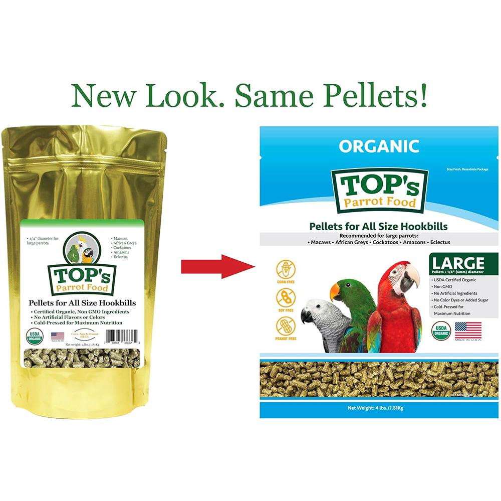 TOP's ColdPressed Organic Pellets Bird Food 4Lb. Bird Food Parrot