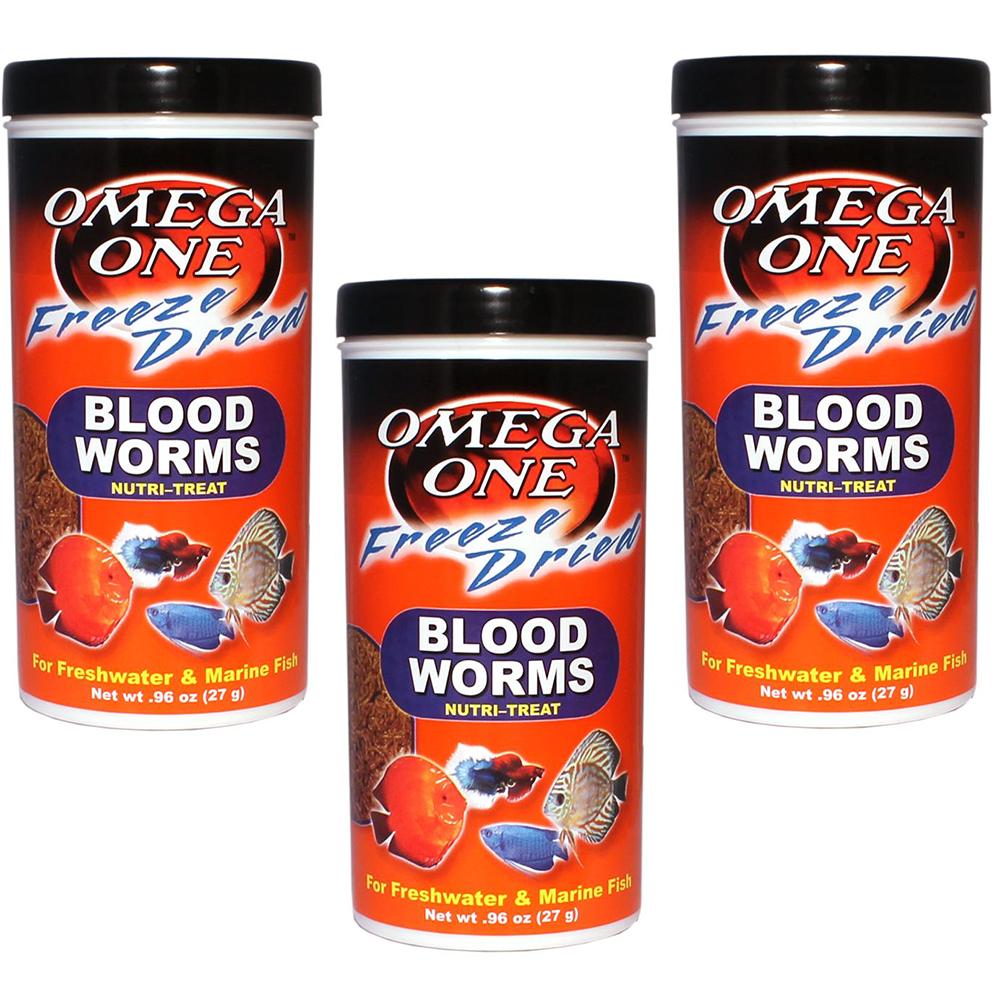 Omega One FreezeDried Bloodworms Fish Food .96 ounce 3 Pack