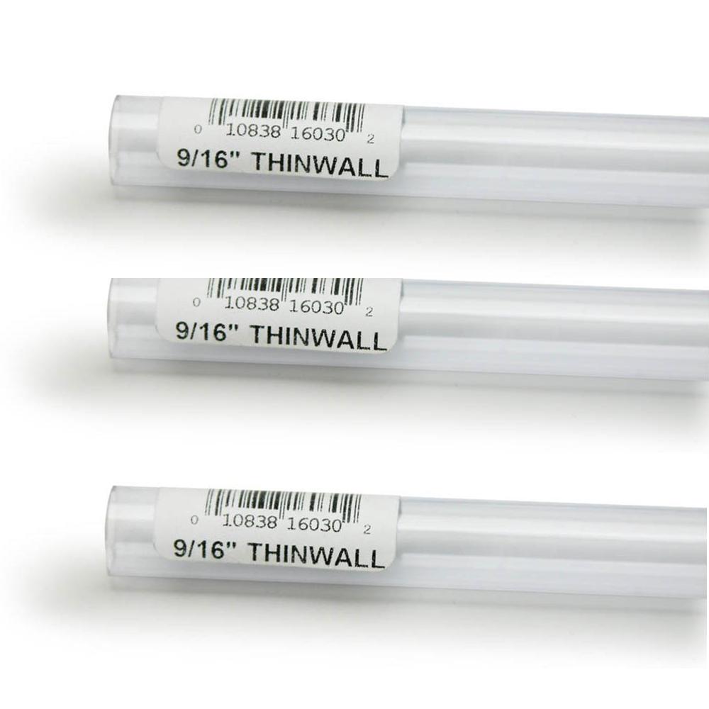 Rigid Plastic Tubing 9/16inch outer diameter, 3 ft 3pk