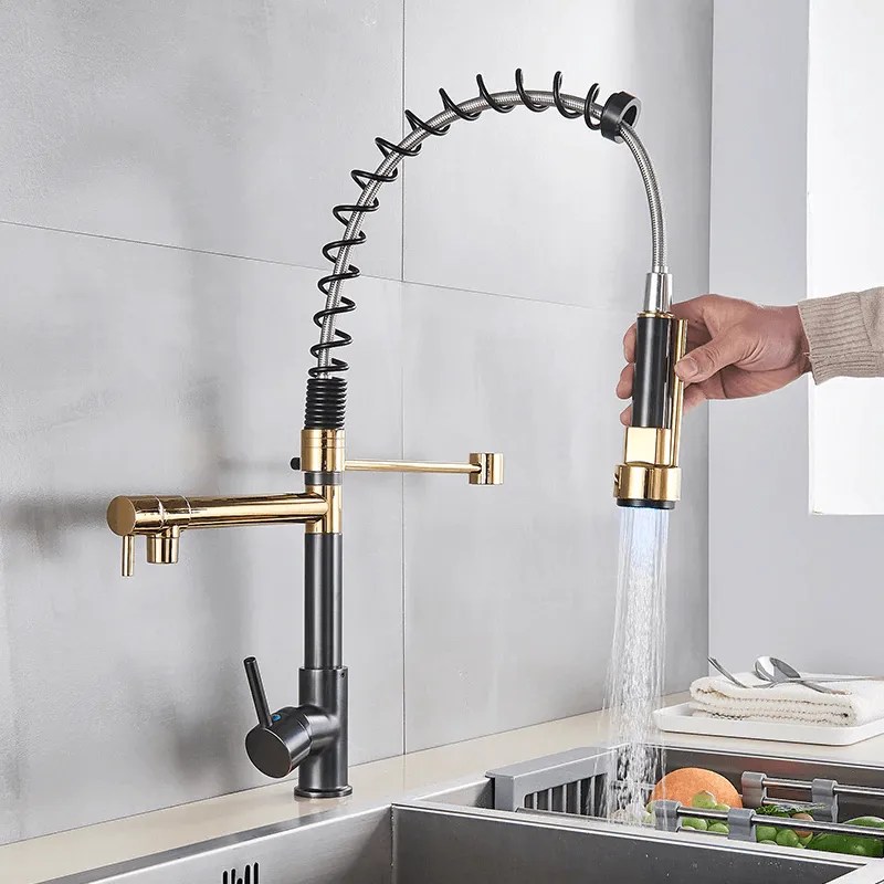 Hot & Cold LED Black Matte Kitchen Faucet ARCGO