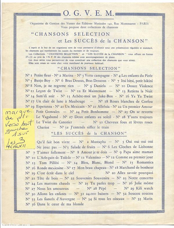 Partition ChansoN selection J'entends siffler le train Richard