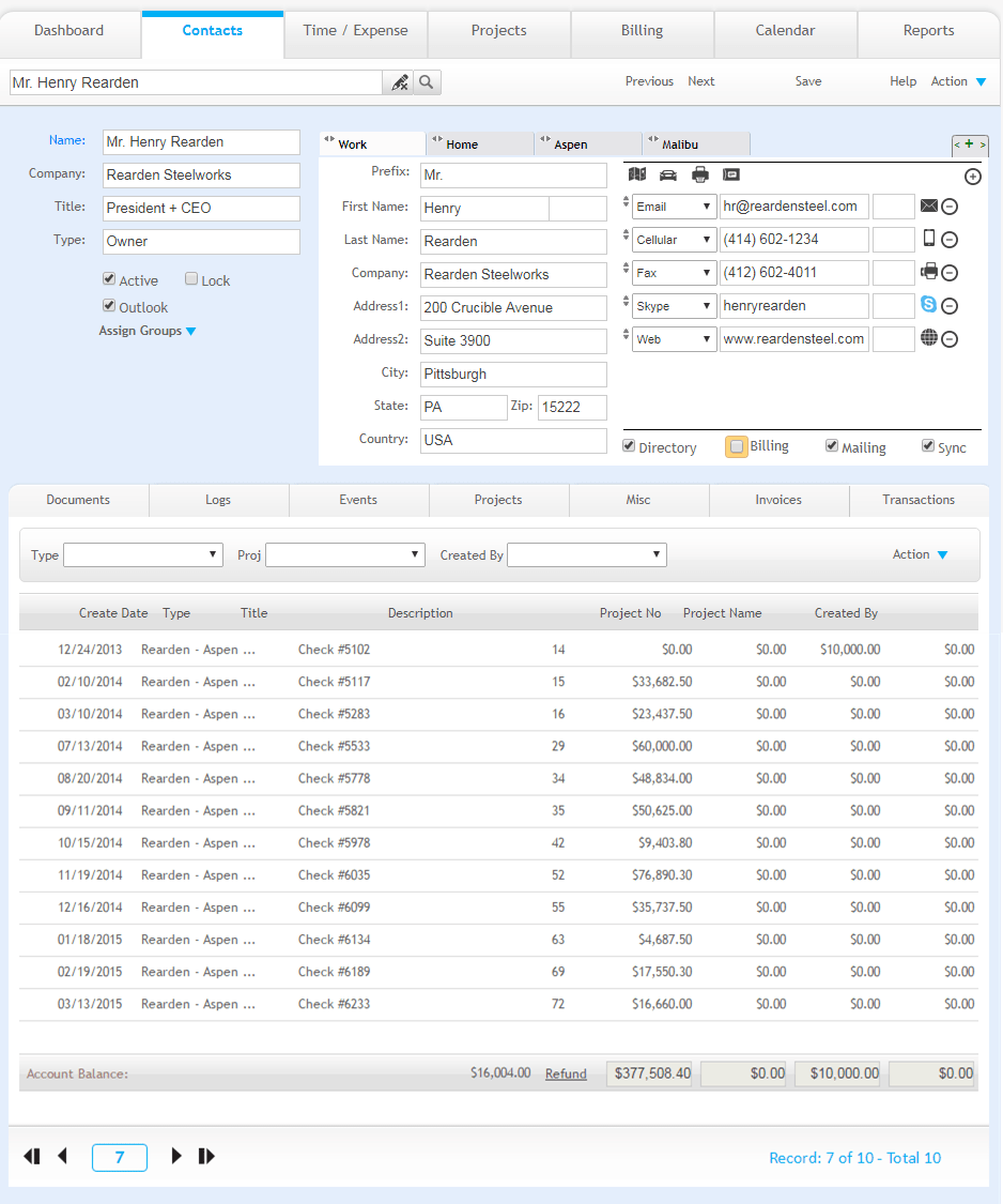 Contacts Detail View