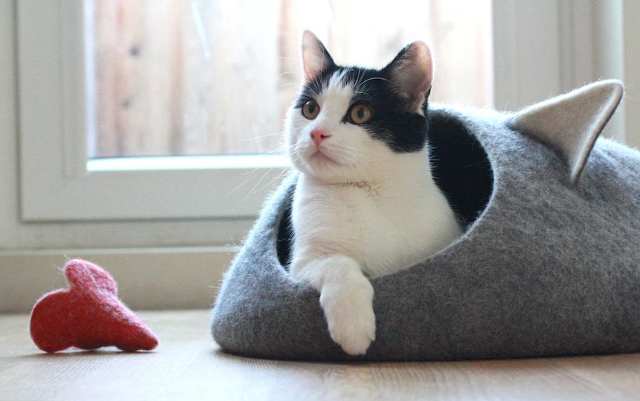 Felted wool cat bed