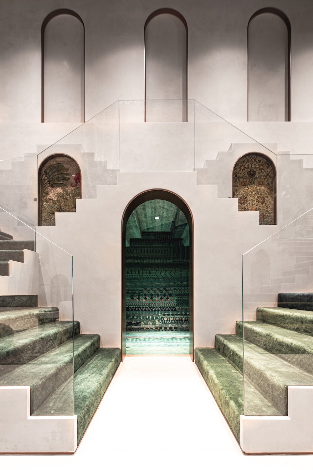 Escheresque carpet display by ROAR for Jaipur Rugs in Dubai