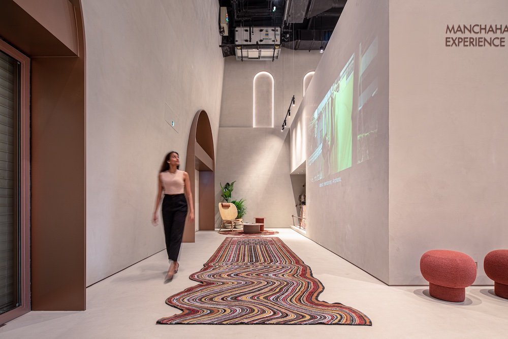 Escheresque carpet display by ROAR for Jaipur Rugs in Dubai